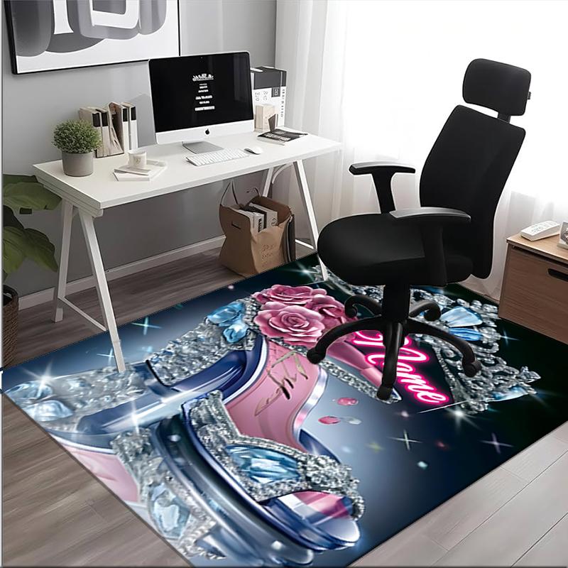1PC Custom Name Royal Glamour Shoe Theme Floor Mat Ideal for Living Room, Game Rooms, Office, Bedroom,Floor Mat Playful Design