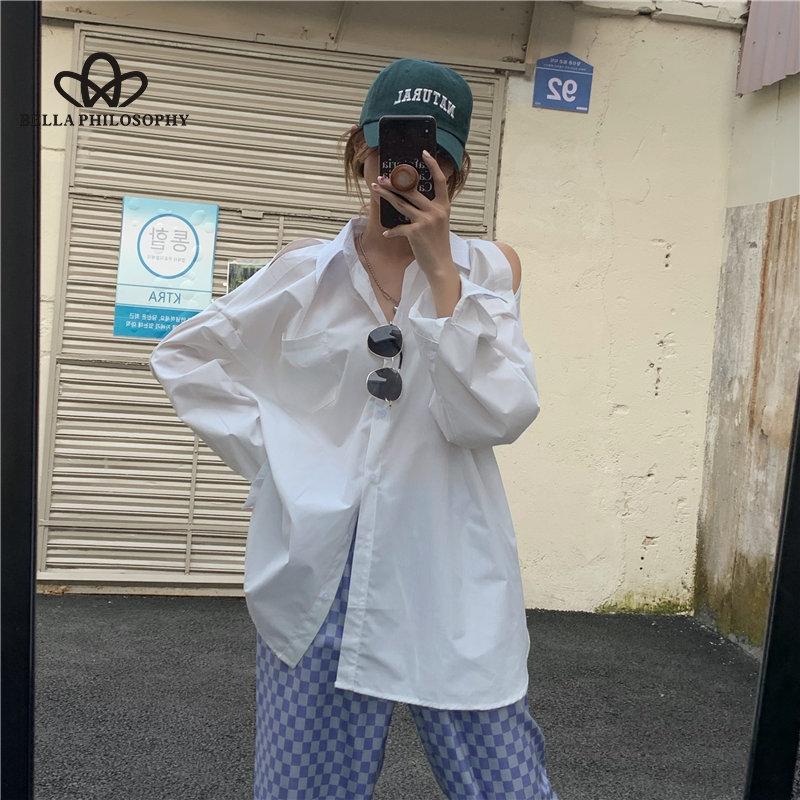 Loose All-Match Long-Sleeved Shoulder Shirt Woman Casual Elegant Fashion Green Loose Long Shirt