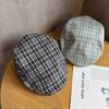 Retro Grid Pattern Short Brim Cap With Sunshade And Breathability For Spring And Autumn