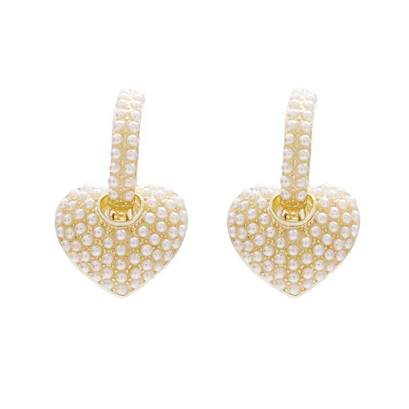 Popular In 2023 Celebrity Style Sweet Pearl Peach Heart Love Dangle Earrings For Woman Fashion Luxury Jewelry Unusual Earrings