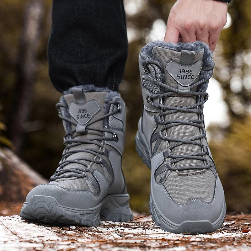 Men's Snow Boots Anti Slip Wear-resistant Combat Military Boots Outdoor Camping Hiking Hunting and Plush Hiking  Mountaineering