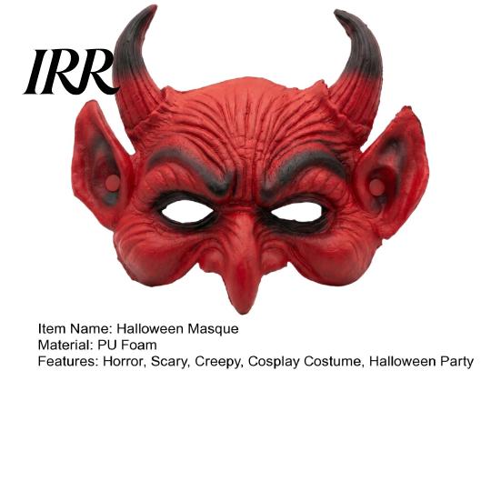 Gedetailleerd Duivel Cosplay Prop Eng Halloween Demon Schuim Masker voor Volwassenen, Rood Half Donkere Sfeer Kostuum Gezicht Maskerade Accessoires