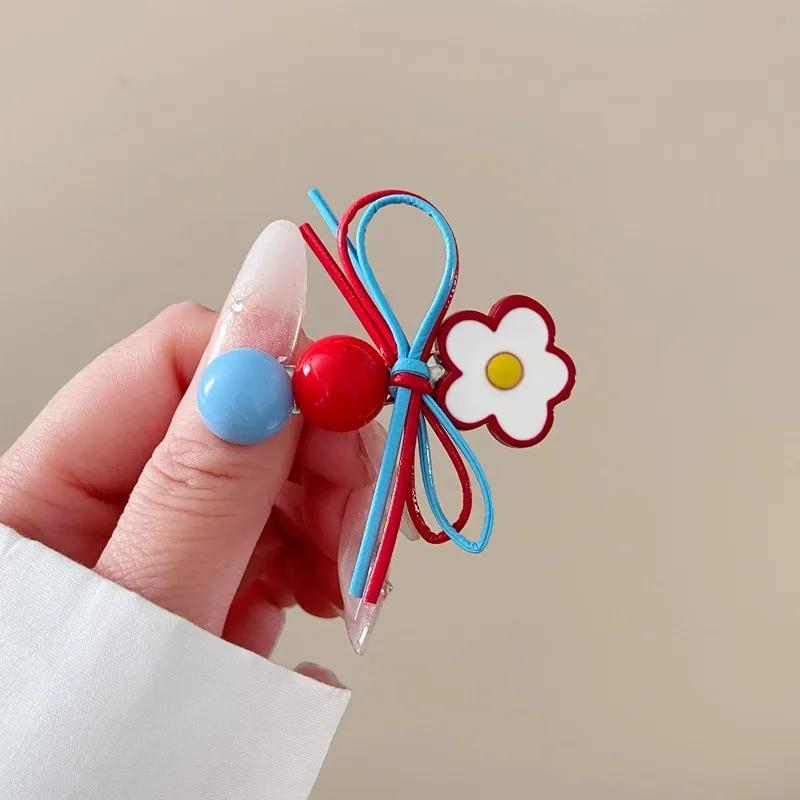 Korean Cute Little Flower Bow Hair Clip For Women Girls Sweet Hair Ornament Duck Hairpin Side Barrette Fashion Hair Accessories