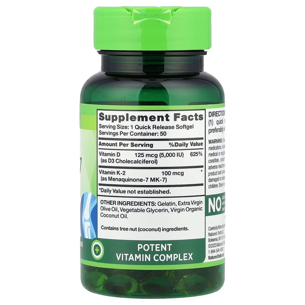 iHerb Natures Truth Ultra K-2 + MK-7 100mcg Rapid Release Softgels, 50 Count