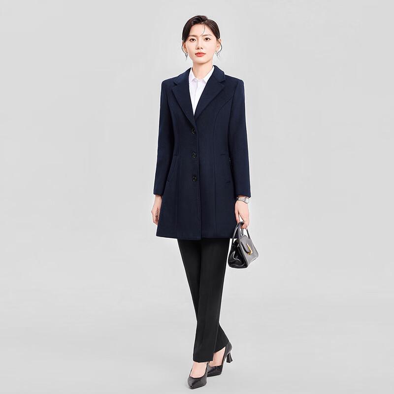 Professional Wool-Blend Mid-Length Uniform Coat