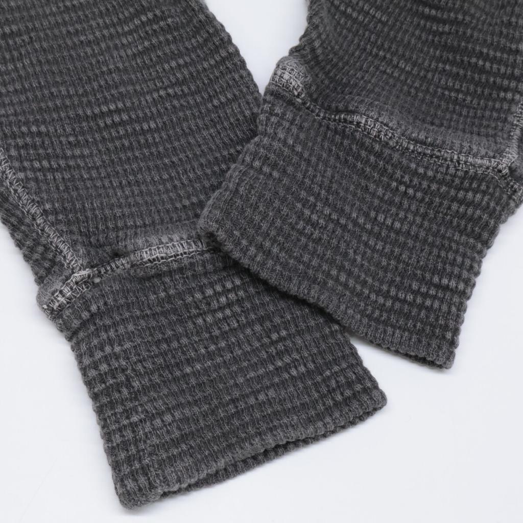 RRL 782504858001 Verwaschenes Schwarz Canvas Waffelstrick Rundhals Oberteile L schwarz Gebraucht