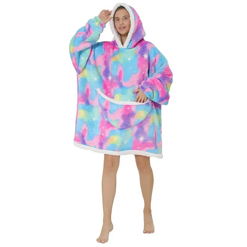 Warm Hooded Sherpa Blanket With Sleeves Ultra Soft Fleece Sweatshirt Throw Thick Winter Flannel Hoodie Blankets Home Textile
