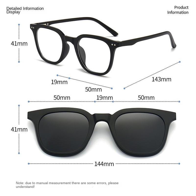 2 IN 1 Magnetic Clip-on Polarized Sunglasses Driving Night Vision Myopia Glasses Irregular Frames Trendy Fashionable