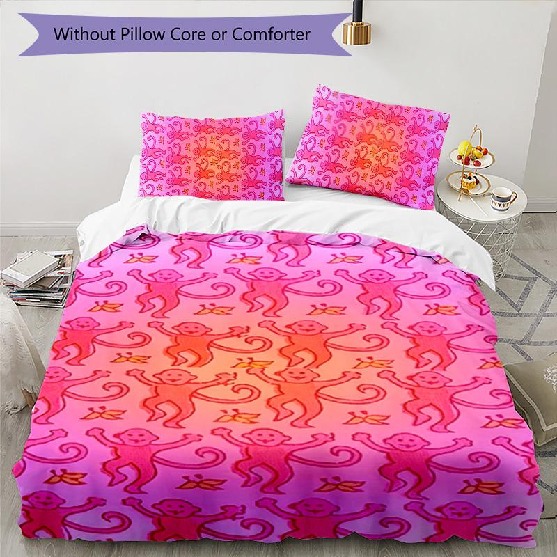 Monkey 3pcs Bedding Set Duvet Cover Closure Includes 1 Duvet Cover & 2 Pillowcases for All Seasons Bedroom Home Dorm Decor
