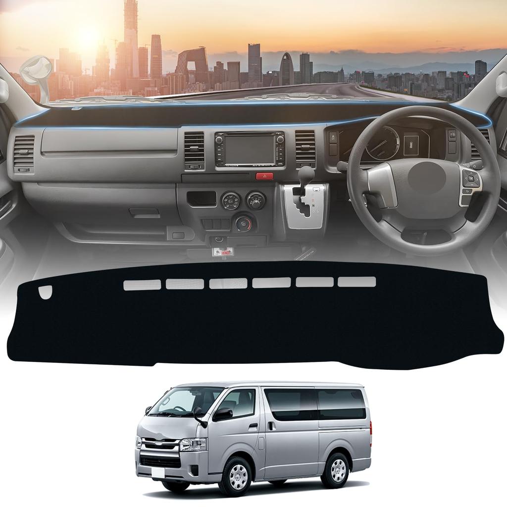 Virauto Toyota Compatible Hiace 200 Series Dashboard Mat Wide Body Dashboard Cover Design Dash Mat HIACE 200 August 2004 Present Sun Protection