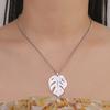 Teamer Fashion Big Monstera Leaf Necklace for Women Men 3MM Chain Stainless Steel Necklace Plant Nature Lover Jewelry Gift