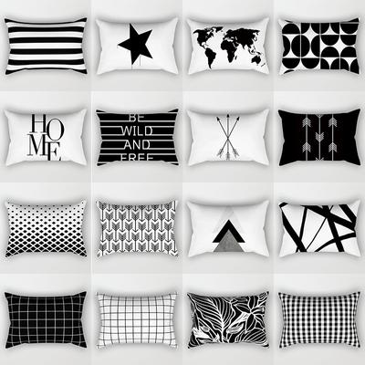 Black White Geometric Cushion Cover Safety Friendly Home Decor Map Pillow 30x50cm Case Smooth Pillowcase Soft Pillowslip