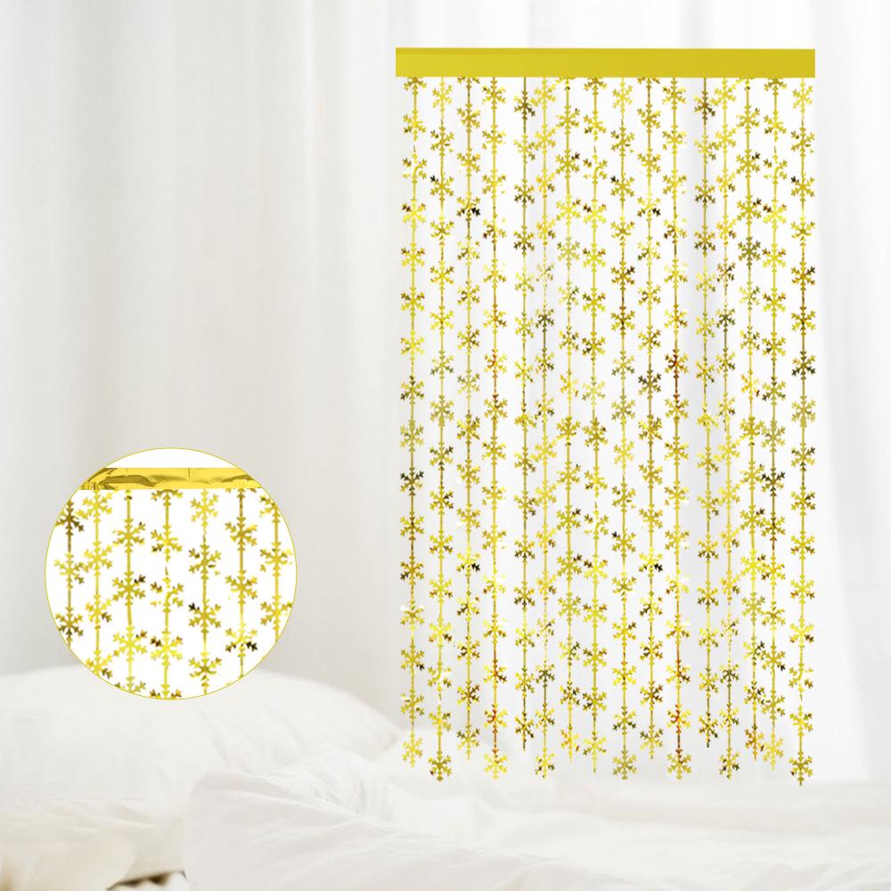 2025 Christmas 2m Snowflake Tinsel Curtain Matte Solid Color Hanging Decoration