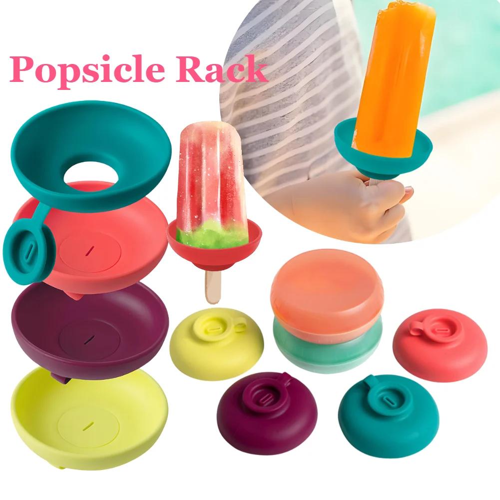 Colorful Drip Free Popsicle Holder Silicone Freeze Ice Popsicle Holders Reusable Mess-Free Anti-drip Ice Cream Tray For Kids