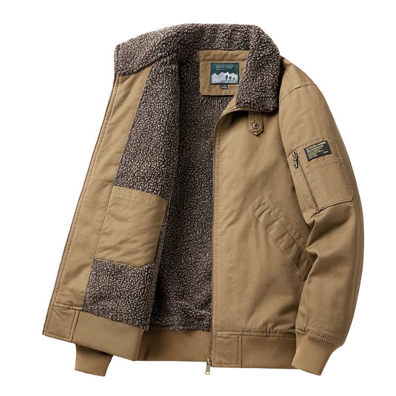 Men's High-End Winter Pilot Jacket with Lambswool and Velvet