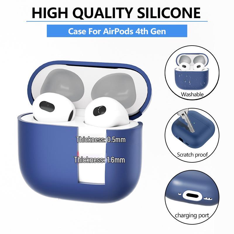 Compatible Silicone Protective Case for Apple AirPods 4th Gen and AirPods Pro 3
