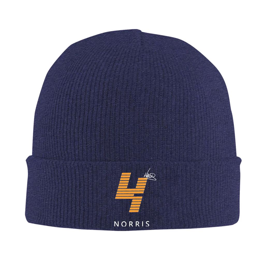 Lando Norris 4 Logo Hats Autumn Winter Skullies Beanies New Auto Racing Cap Unisex Women Acrylic Bonnet