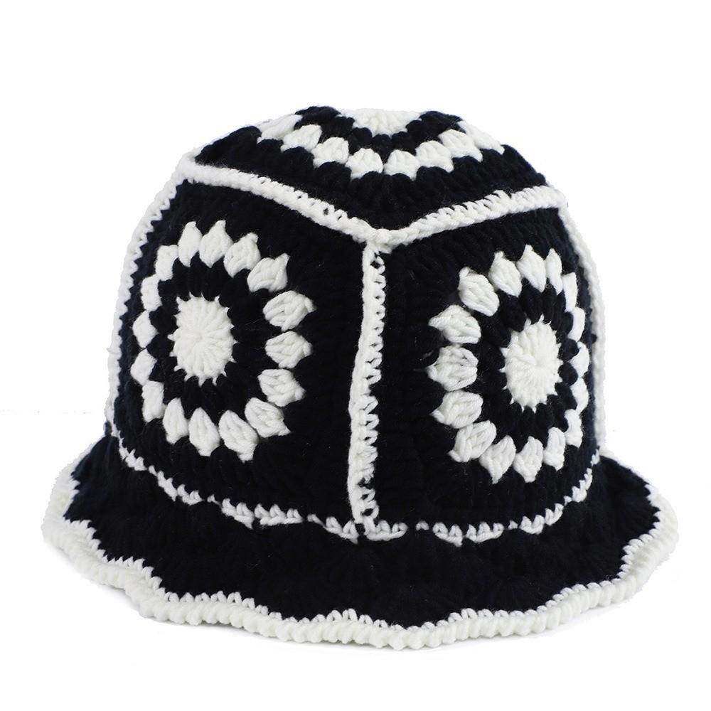 Korean Style Knitted Fisherman Hat Hollow Bucket Hat Fashion Flower Sun Hat  Daily