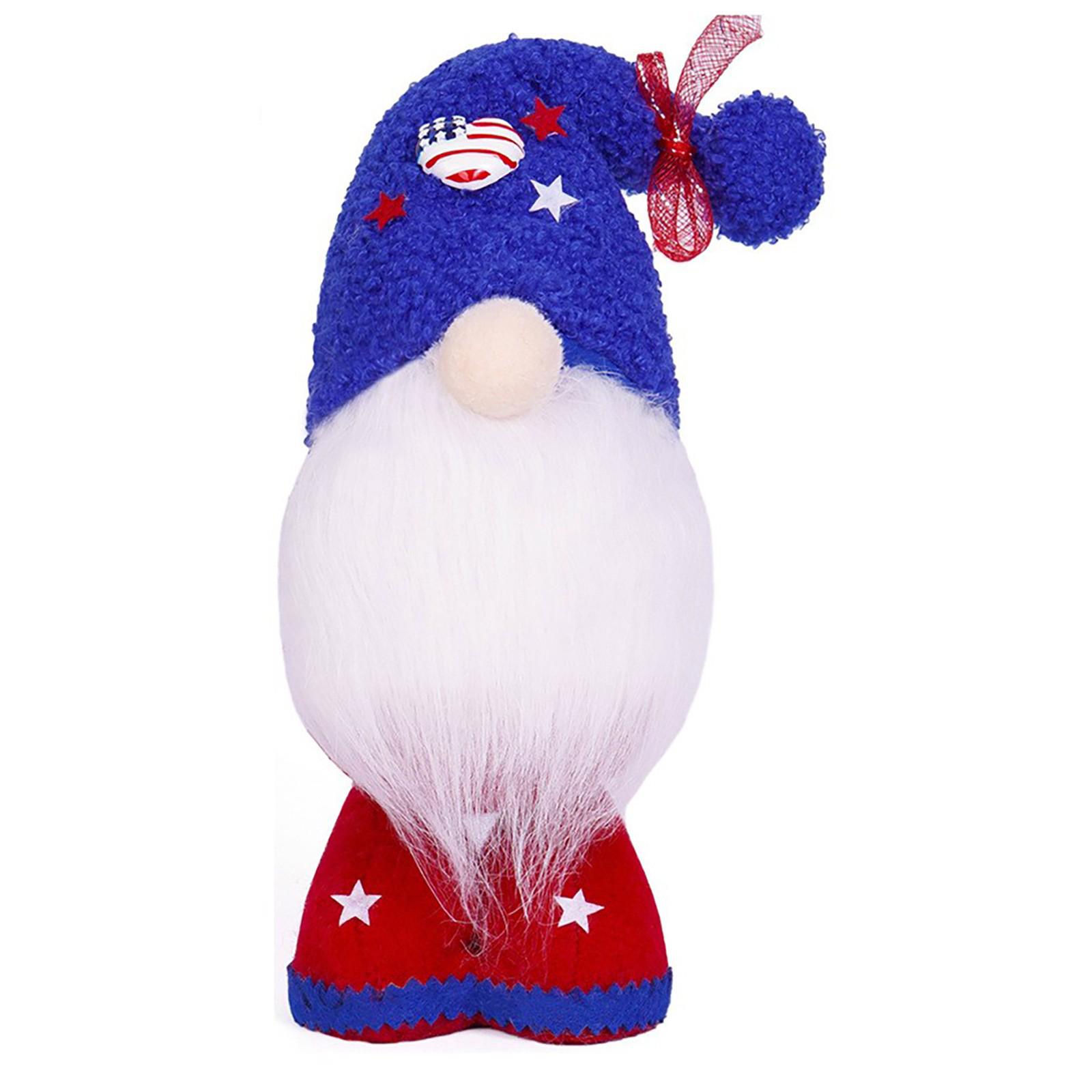 Independence Day Gnome Ornament - American Flag Themed Tall Hat for Desktop Decoration and Holiday Gift