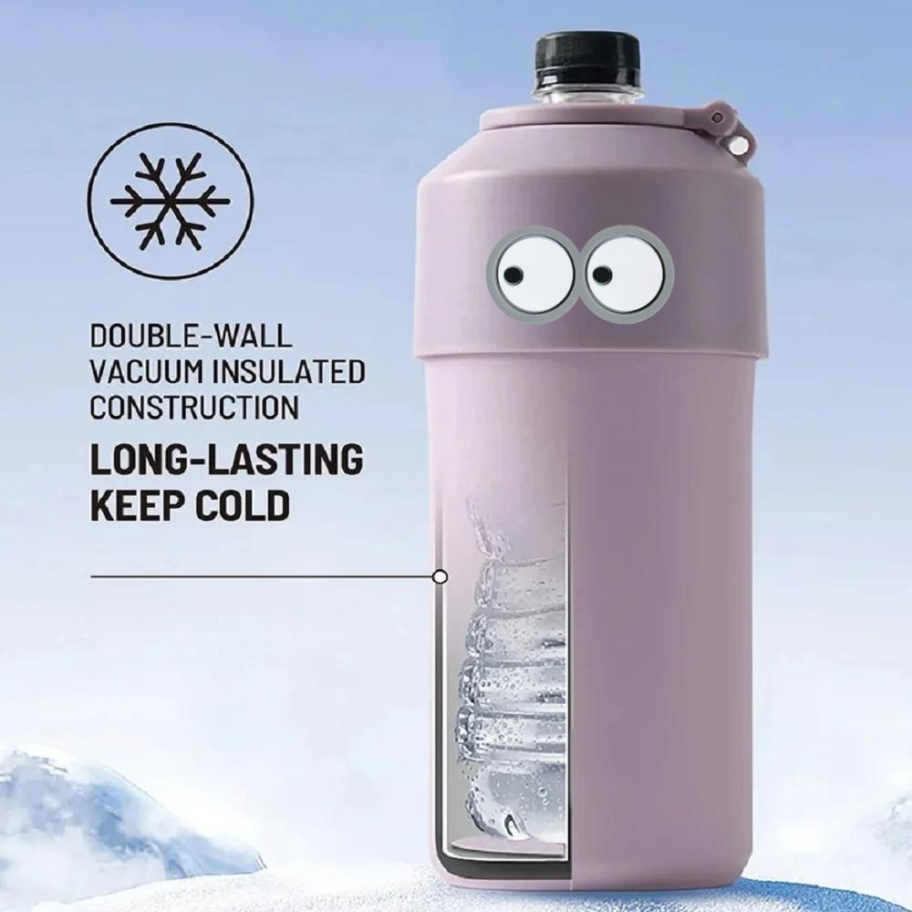 Tyeso 1000ML Portable Insulated Cold Drink Bottle High-Performance Lightweight Tumbler Large Capacity for Outdoor Sports Travel with Eye Sticker