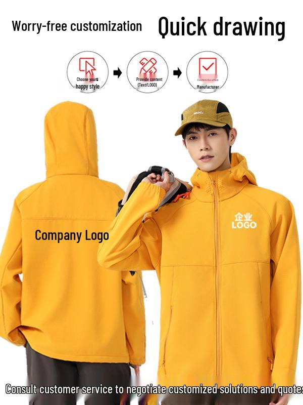 Unisex Windproof Water-Repellent Softshell Jacket: Spring/Autumn Lightweight Outerwear with Custom Logo