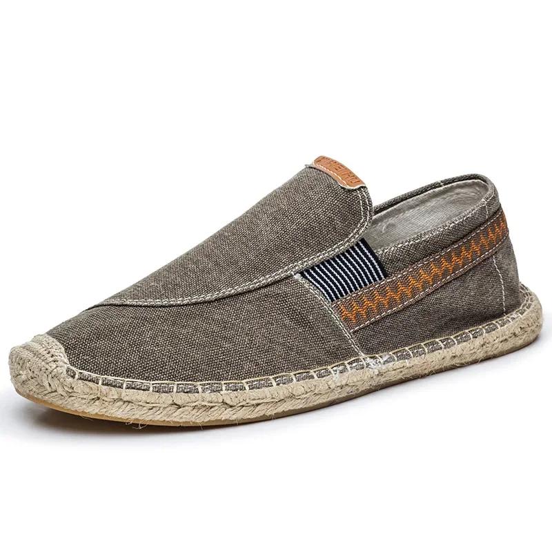 Mens Casual Vintage Loafers Flat Hemp Bottom Fishermen Shoes Driving Soft Shoes Holiday Beach Sailing Bohemian Autumn Size 38-44