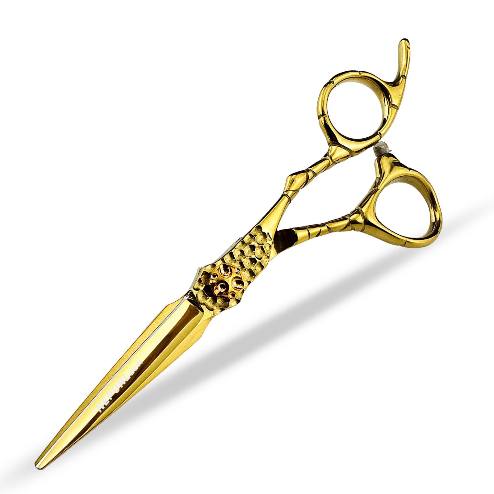 6.0 Inch Nimpson, Gold Flat Scissors, Hair Scissors, Straight Scissors, Tooth Scissors, Hand-Forged Points 6.0inch gold flat scissors