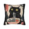 Cat Ramen Anime Kawaii Cat Pillow Case  Square Pillow Cover For Chair Sofa Home Decor Kawaii Pillowcases
