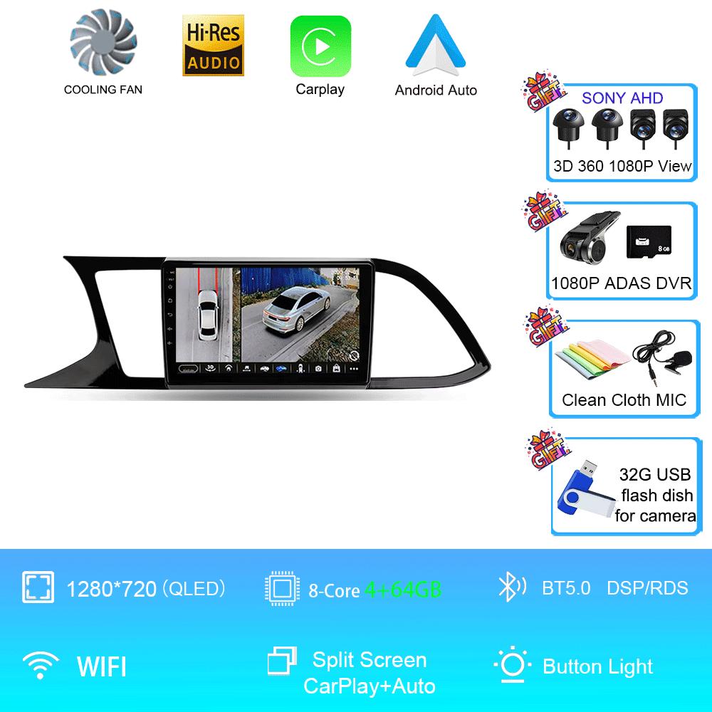 Car Radio Android 14 Carplay Auto For Seat Leon 3 MK3 2012-2020 GPS Navigation 4G WIFI Multimedia Video Player Stereo 360 Camera