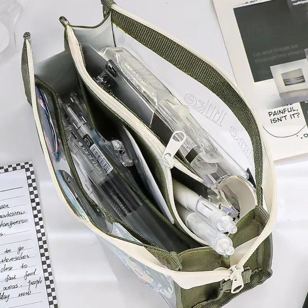 Triangle Stationery Storage Bag Three-dimensional Transparent Zipper Pouch Stationery
