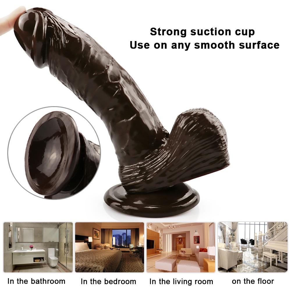 Brown Soft Penis Huge Big Dildo Realistic No Vibrator Suction Cup Sex Toys for Women Female Masturbation Adults Shop