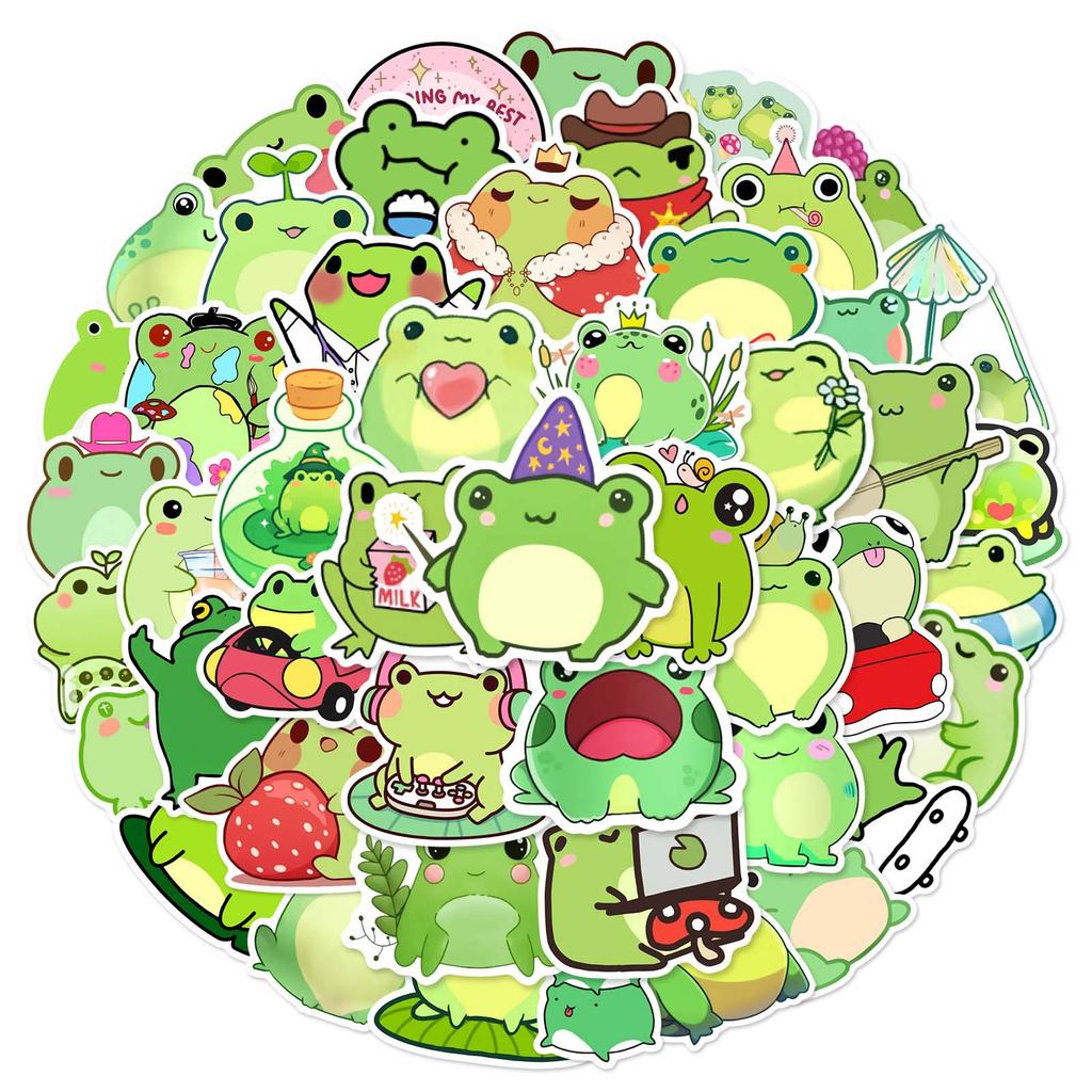 50Pcs Kawaii Frog Cartoon Graffiti Stickers Cute Animal Meme Decal Diy Luggage Laptop Phone Guitar Bike Skateboard Kid Toys