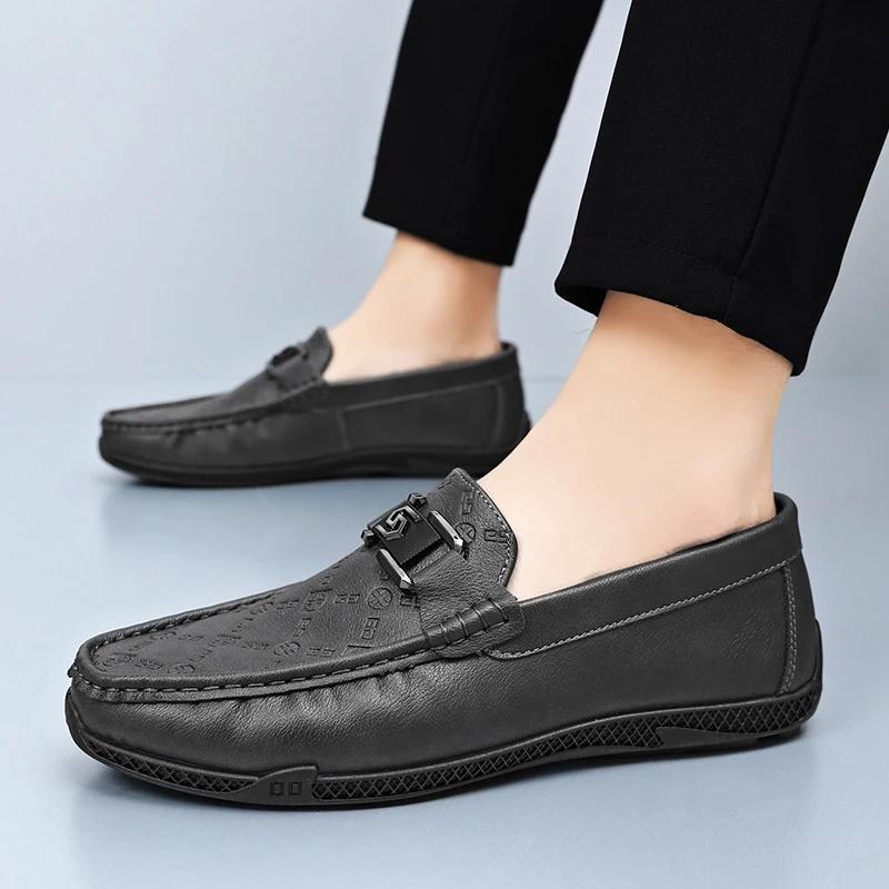Fashion Leather Men Casual Shoes Brand Formal Mens Loafers Moccasins Breathable Slip On Retro Driving Shoes Men Casual Sneakers