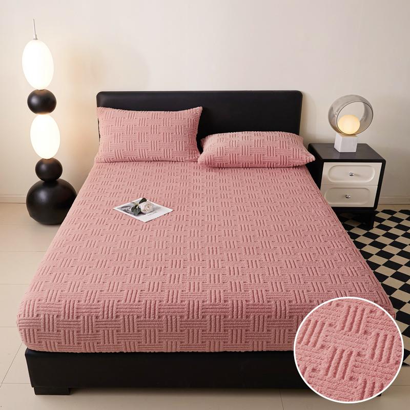 Jacquard Fitted Sheet Bedding Soft Warm Mattress Cover Thick Bed Cover Anti-mites Winter Non-slip Mattress Protective Cover 1pc
