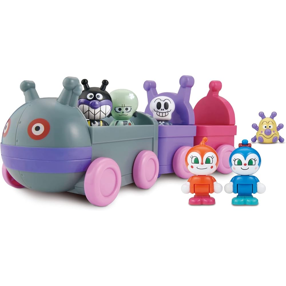 Bandai Anpanman First House Doll Set with Dadan Train and Baikinman Characters for Ages 2 and Up
