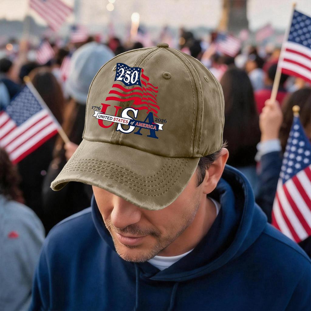Men's and Women's Matching American 250th Anniversary Anniversary Embroidered Vintage Washed Baseball Cap