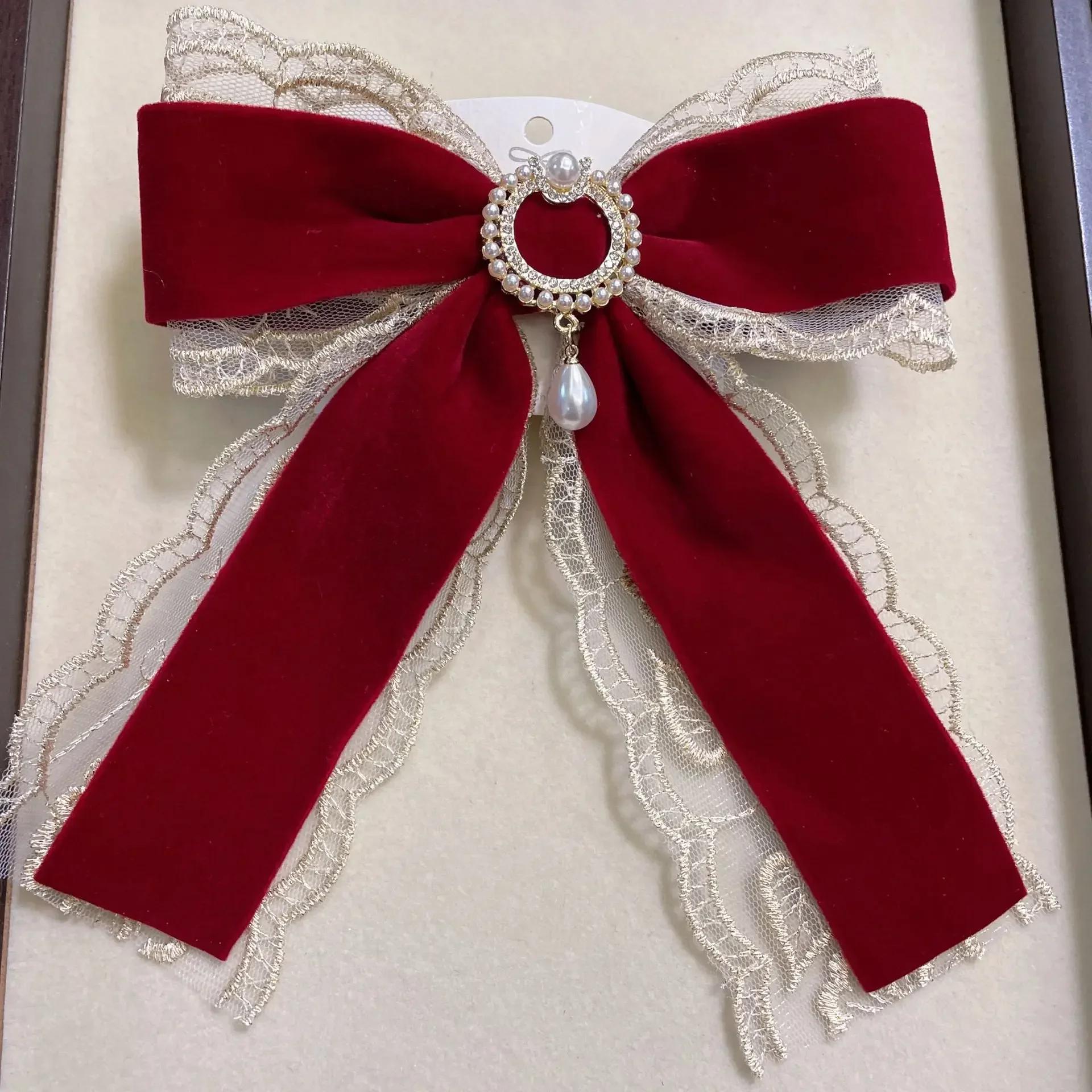 

Retro Fabric Velvet Bow Hair Clips for Women Rhinestone Pearl Hairpins Barrettes Ponytail Clip Elegant Hair Accessoriesi-Remiel червоний