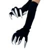 Nails For Women Black Silver Fancy Props Halloween Cosplay Gloves Witch Cosplay Costume Mittens