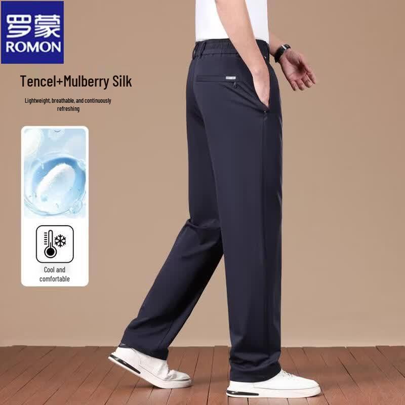 ROMON Men s Lightweight Casual Straight Trousers 4XL