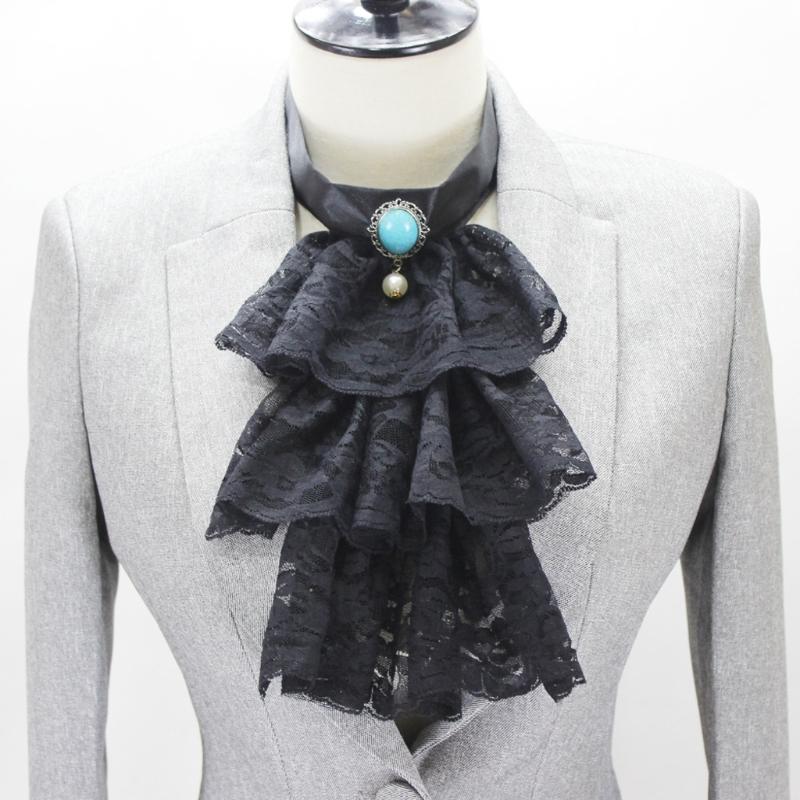 Elegant Ruffled Lace Jabot Collar for Women Gothic Victorian Fashion Accessory