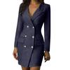 Women Ladies Fashion Dresses Plus Size Double Breasted Button Front Military Style Long Dress