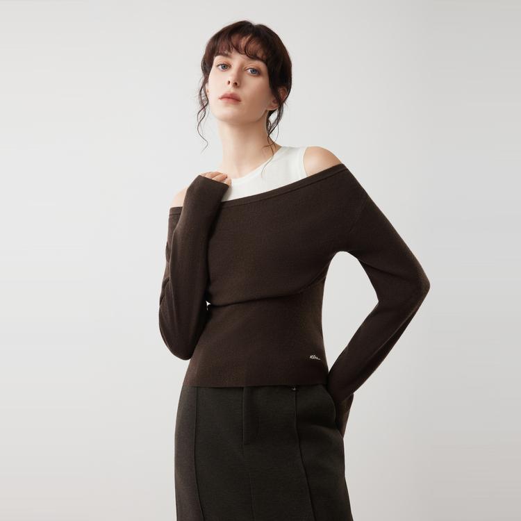 ELLE French Fashion Design Two-Piece Casual Loose Pullover Versatile Slimming Long Sleeve Knitted Sweater Women Sweater EZ53274