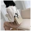 Small Box Beads Handle Straw Bag Portable Messenger Handmade Handbag Straw Bags Beach