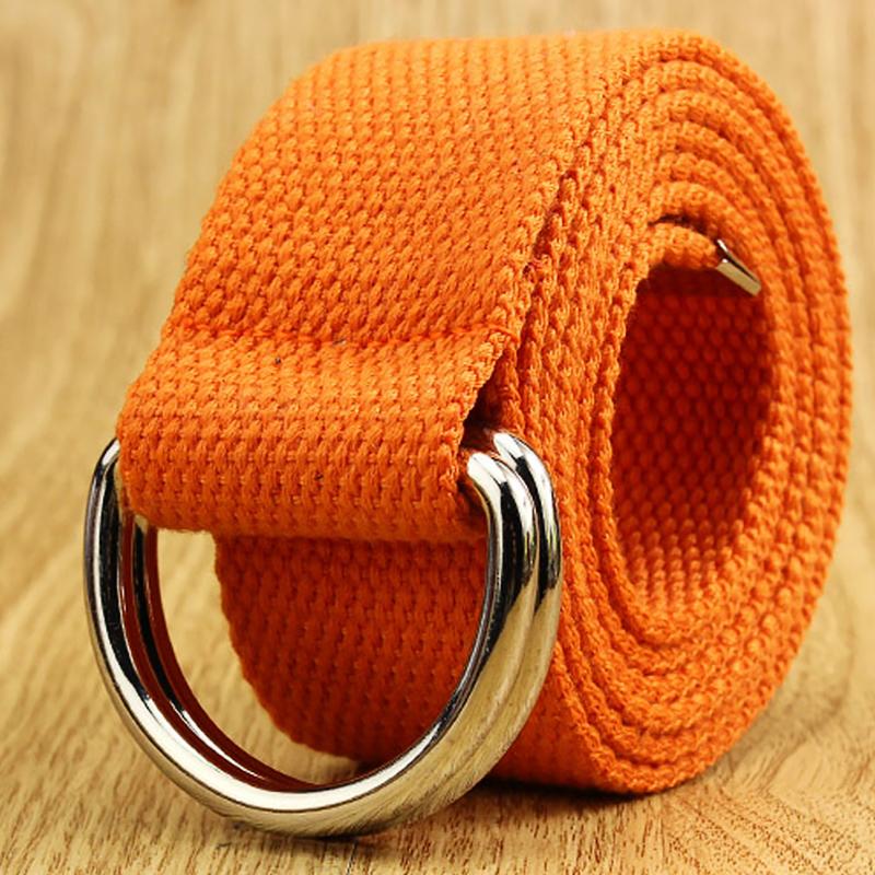 1Pc Nylon/Alloy Casual Solid Color Fashion Double D-ring Buckle Wide Belt Men/Women Jeans