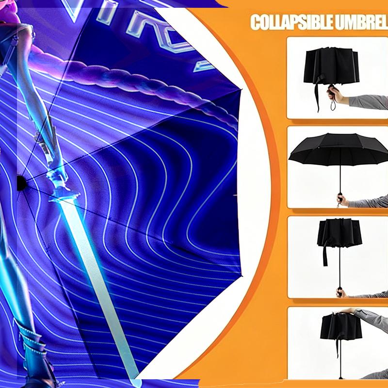 Ombrello KPop Demon Hunters con Stampa Apertura/Chiusura Automatica - Design Pieghevole Portatile - Uso Quotidiano per Viaggi/Outdoor - Regalo per Compleanno