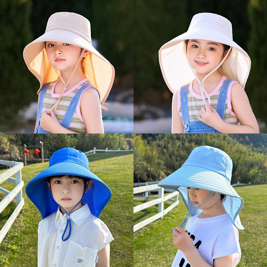 Kinder Sommer Outdoor Sonnenhut mit breiter Krempe und Nackenschutz für Mädchen und Jungen