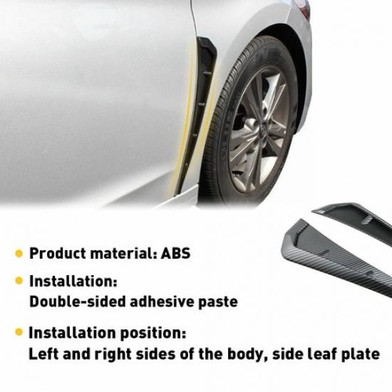 2pcs Carbon Fiber Side Car Fender Vent Air Wing Trim Cover Exterior Accessories