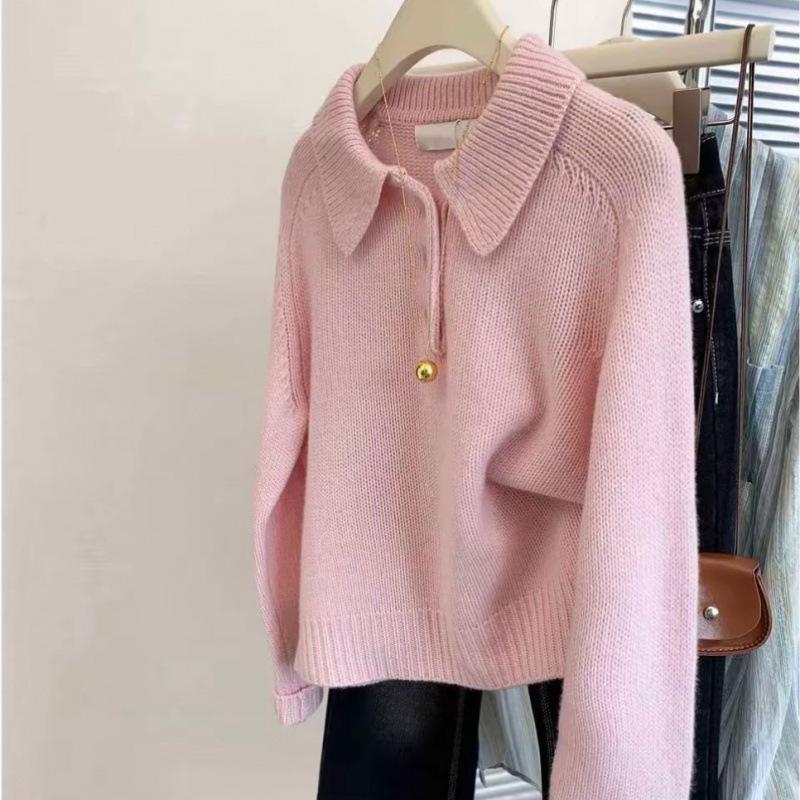 

Korean Style Three-Button Lapel Plush Sweater - Autumn/Winter Collection One Size рожевий