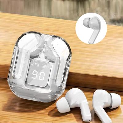 Przezroczyste bezprzewodowe słuchawki Bluetooth z redukcją szumów, etui ładujące i wyświetlaczem cyfrowym, wodoodporne, do gier