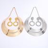 Metallic Geometric Necklace And Earring Set With Snake Chain For Boho Fashion Enthusiasts